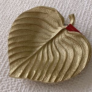 NWT Catherine Malandrino Large Gold Leaf Bowl Tray Decorative